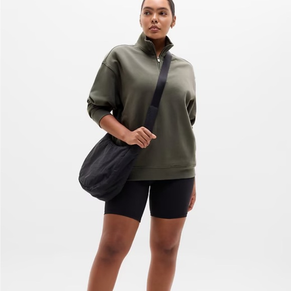 Athleta Women’s Olive Half-Zip Forever Fleece Sweater Size M - Picture 3 of 9